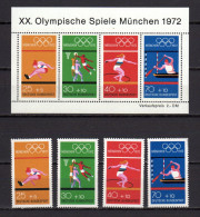 Germany 1972 Olympic Games Munich, Basketball, Rowing Etc. Set Of 4 + S/s MNH - Ete 1972: Munich