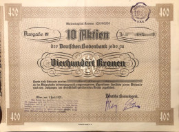 Austria - Vienne 1921: 10 Aktien Deutsche Bodenbank 4.000 Kronen - Bank En Verzekering