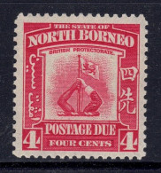 British North Borneo 1939 4 Cent Scarlet Postage Due Stamp - Mint Never Hinged - Nordborneo (...-1963)