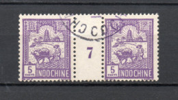INDOCHINE  N° 131 MILLESIME 7   OBLITERE  COTE 11.00€   AGRICULTURE LABOUREUR - Used Stamps