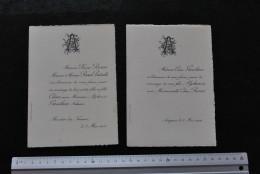 2  Faire-part De Mariage Céline Rosier Et Alphonse Gauthier Notaire 1906 Soignies Moustiers Lez Frasnes Lechante Devreux - Hochzeit
