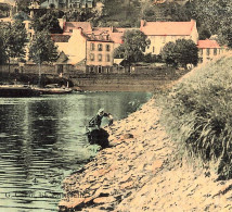 CHATEAULIN - Les Bords Du Canal - Carte Colorisée Toilée - Laveuses - Lavandières - Châteaulin