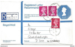 233 - 55 - Entier Recommandé Envoyé De Southampton En Allemagne - Entiers Postaux