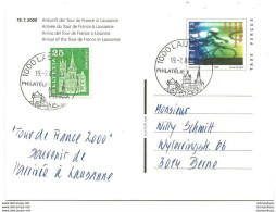 412 - 75 - Entier Postal Suisse "arrivée Du Tour De France à Lausanne" 2000 - Cachets Illustrés De Lausanne - Cycling