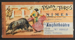 BILLET - CORRIDA - Plaza De Toros - NIMES Dimanche 24 Avril 1966 - Amphitéâtre - Autographes Des Toreros - BE - Tickets D'entrée