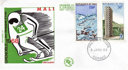 Mali A 053/54 Fdc Grenoble JO D'hiver, France, Piste De Ski - Hiver 1968: Grenoble