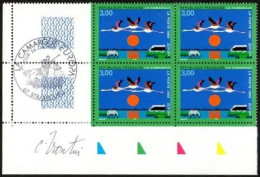 FRANCE YT3240 EUROPA - RÉSERVES ET PARCS NATURELS - BLOC DE 4 TIMBRES AVEC OBLITÉRATION PJ 67 STRASBOURG DANS LA MARGE - Ungebraucht