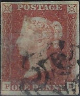 GB 1841 QV 1d Imperf Wmk:Small Crown.  4 Margins.  Black Maltese Cross Cancel - Used Stamps