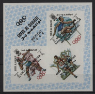 Umm Al Qiwain - 1968 Olympics Gold Medalist Overprints Block IMPERFORATE MNH__(TH-24245) - Umm Al-Qiwain