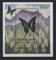 Uganda - 2000 Native Butterflies Block (2) MNH__(TH-26880) - Ouganda (1962-...)