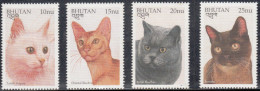 BHUTAN - 1997  - FAUNA - ANIMALS -  CAT - CATS - GATTI - 4 V - MNH - - Chats Domestiques