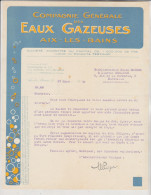 Fixe Lettre En-tête Cie Générale Des Eaux Gazeuses Aix Les Bains 23 Décembre 1930 - Food