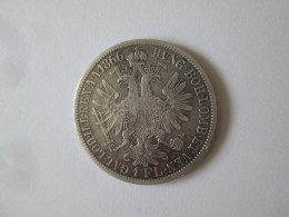 Rare! Austria 1 Florin 1866 A Silver/Argent AUNC Very Nice Coin - Austria