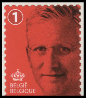 België 4490a - Koning Filip - Roi Philippe - Rood - Cijfer 1 - Onder Ongetand - Nuovi