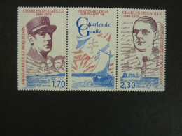 SAINT PIERRE Et MIQUELON, Année 1990, YT N° 532A MNH**, Triptyque Centenaire Naissance Général De Gaulle - Ongebruikt