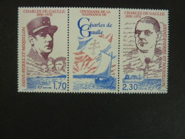 SAINT PIERRE Et MIQUELON, Année 1990, YT N° 532A MNH**, Triptyque Centenaire Naissance Général De Gaulle - Nuevos