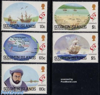 Solomon Islands 1992 Granada 92 5v, Mint NH, History - Transport - Various - Explorers - Philately - Ships And Boats -.. - Exploradores