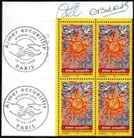 FRANCE YT3255 AIMER ACCUEILLIR - BLOC DE 4 TIMBRES AVEC OBLITÉRATION PJ PARIS DANS LA MARGE - Ungebraucht