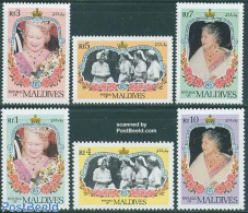Maldives 1985 Queen Mother 6v, Mint NH, History - Kings & Queens (Royalty) - Familias Reales