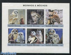 Guinea Bissau 2004 Owls & Windmills 6v M/s, Imperforated, Mint NH, Nature - Various - Birds - Birds Of Prey - Owls - M.. - Molens