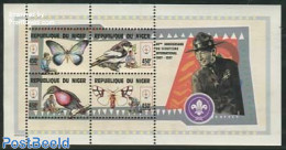 Niger 1998 Scouting, Butterflies, Birds 4v M/s, Mint NH, Nature - Birds - Butterflies - Níger (1960-...)