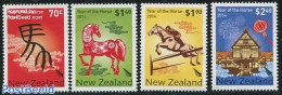 New Zealand 2014 Year Of The Horse 4v, Mint NH, Nature - Various - Horses - New Year - Art - Fireworks - Nuevos