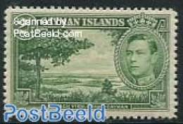 Cayman Islands 1938 2Sh, Yellowgreen, Stamp Out Of Set, Unused (hinged) - Cayman Islands