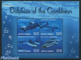 Antigua & Barbuda 2013 Dolphins 4v M/s, Mint NH, Nature - Antigua Et Barbuda (1981-...)