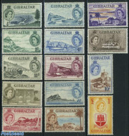 Gibraltar 1953 Definitives 14v, Unused (hinged), History - Transport - Coat Of Arms - Ships And Boats - Art - Castles .. - Ships