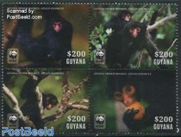 Guyana 2014 WWF, Guiana Spider Monkey 4v [+] Or [:::], Mint NH, Nature - Animals (others & Mixed) - Monkeys - World Wi.. - Guyane (1966-...)