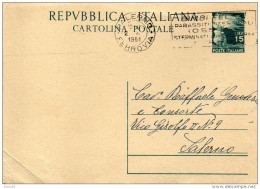 1951 CARTOLINA CON ANNULLO PALERMO + TARGHETTA PARASSITI INTESTINALI - Entero Postal