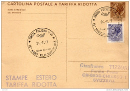 1977 CARTOLINA CON ANNULLO SPECIALE FOLIGNO PERUGIA 14° MANIFESTAZIONE FILATELICA - Entero Postal