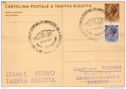 1977 CARTOLINA CON ANNULLO SPECIALE CORTINA D'AMPEZZO BL - Interi Postali