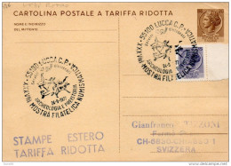 1977 CARTOLINA CON ANNULLO SPECIALE LUCCA -   MOSTRA FILATELICA - Stamped Stationery