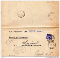 1945  LETTERA CON ANNULLO ZERO BRANCO  TREVISO + QUINTO - Storia Postale