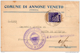 1945 CARTOLINA  CON ANNULLO ANNONE VENETO VENEZIA - Marcofilie
