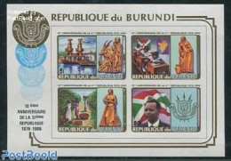Burundi 1986 10 Years Republic S/s, Imperforated, Mint NH, Science - Transport - Various - Education - Ships And Boats.. - Ships