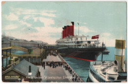 R. M. S. Lusitania At Landing Stage - Liverpool - & Boat - Liverpool