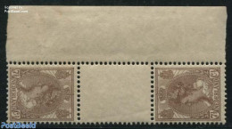 Netherlands 1924 7.5c Tete Beche Gutterpair (hinge On Right Sheet Margin), Mint NH - Unused Stamps