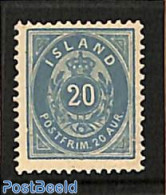 Iceland 1882 20A, Blue, Perf. 12.75, Unused (hinged) - Ungebraucht