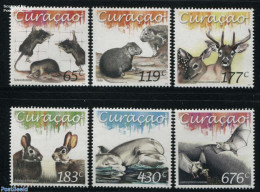 Curaçao 2015 Mammals 6v, Mint NH, Nature - Bats - Deer - Rabbits / Hares - Sea Mammals - Curaçao, Antille Olandesi, Aruba