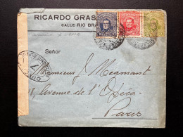 SP ENVELOPPE URUGUAY POUR PARIS / BANDE DE CENSURE / CACHET DE CONTROLE MILITAIRE - Uruguay