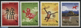 New Zealand 2016 Year Of The Monkey 4v, Mint NH, Nature - Various - Birds - Monkeys - New Year - Nuevos