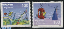 Switzerland 2016 Molly Monster 2v S-a, Mint NH, Transport - Cableways - Art - Children's Books Illustrations - Comics .. - Unused Stamps