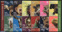 Hungary 2016 Budapest Zoo 12v M/s, Mint NH, Nature - Animals (others & Mixed) - Bats - Birds - Birds Of Prey - Deer - .. - Nuovi