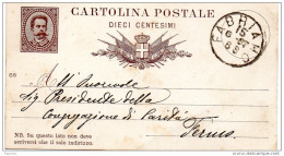 1887  CARTOLINA CON ANNULLO FABRIANO - Interi Postali