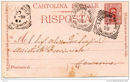 1898 CARTOLINA CON ANNULLO SAN SEVERINO MARCHE MACERATA - Stamped Stationery