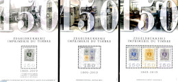 Belgium 2019 150 Years Stamp Printing 3 S/s, Mint NH, Stamps On Stamps - Art - Printing - Ungebraucht