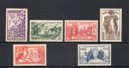 INDOCHINE  N° 193 à 198    NEUFS AVEC CHARNIERES  COTE 9.50€    EXPOSITION INTERNATIONALE DE PARIS - Unused Stamps