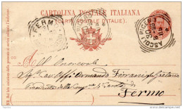 1898  CARTOLINA CON ANNULLO ASCOLI PICENO - Stamped Stationery